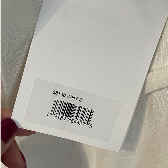 Mac Duggal Size 2 NEW Style 68146 White Strapless Jumpsuit Feather Trim Dressy - Picture 8 of 10